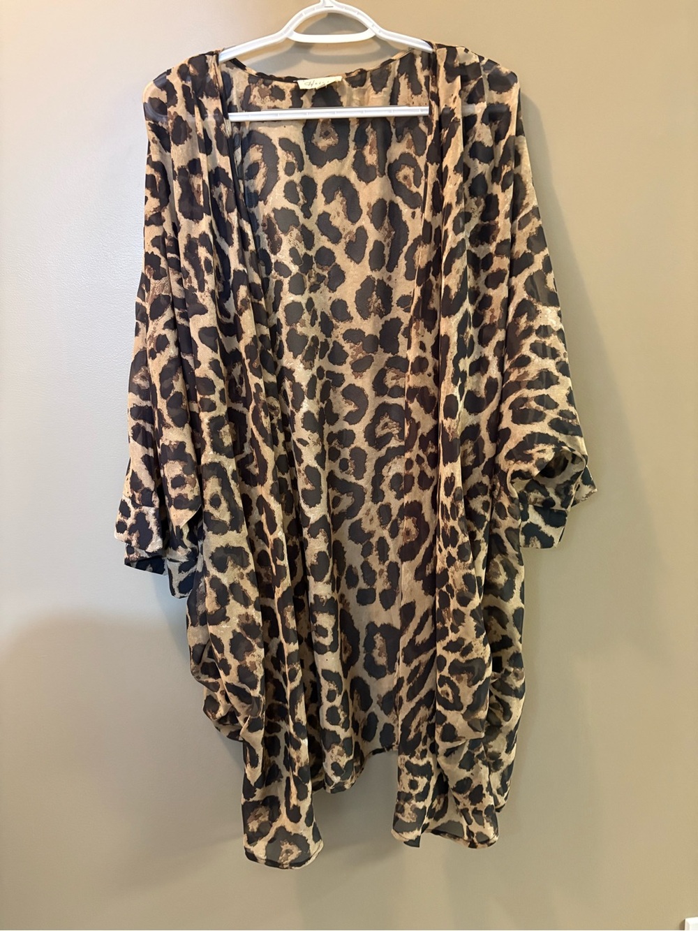 Leopard Print Open Front Kimono sheer